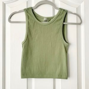 Aritzia Sunday Best Green Seamless Ribbed Tank Top